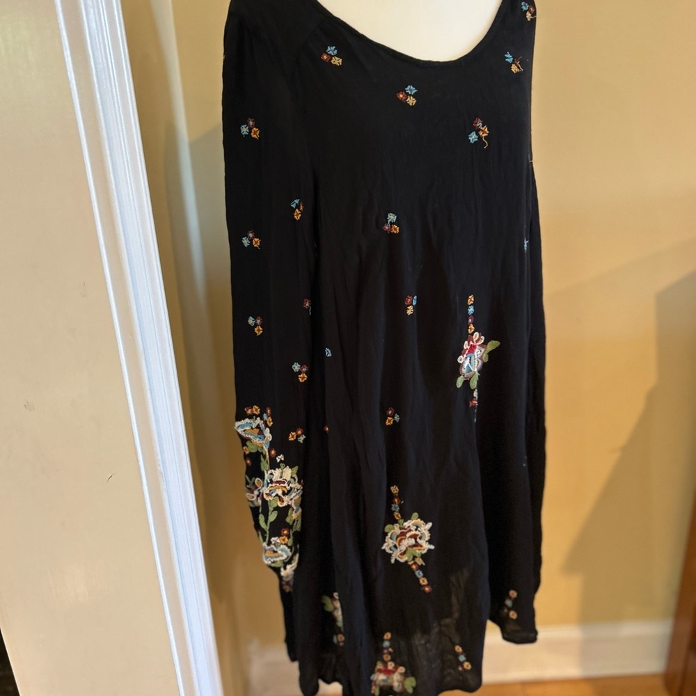 Free People Women’s Oxford Embroidered Black Lined Dress - Picture 10 of 11